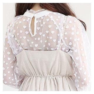 Heart Pattern Sheer Mesh Top