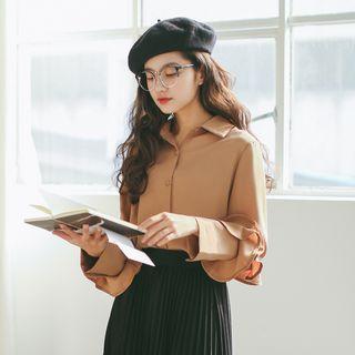 Ruffle Trim Plain Shirt