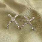 Cross Rhinestone Alloy Earring 1 Pair - Silver - One Size