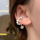 Faux Pearl Ear Cuff 1 Pc - Gold & White - One Size
