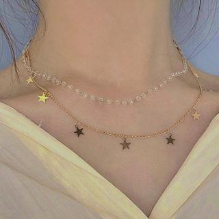 Alloy Star Faux Crystal Layered Choker 0397a - Necklace - One Size
