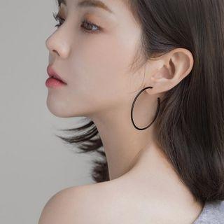 Plain Open Hoop Earring 1 Pair - Black - One Size