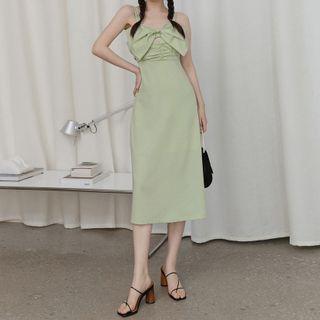 Bow-detail Keyhole Sleeveless Dress