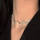 Rhinestone Zigzag Choker 0386a - Necklace - One Size