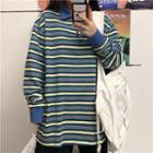 Half Zip Striped Sweatshirt