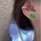 Clover Ear Stud 1 Pair - Green - One Size