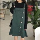 Button Detail Suspender Dress