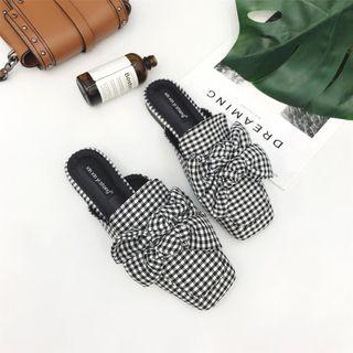 Square-toe Bow Mules