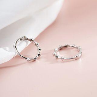 925 Sterling Silver Bamboo Hoop Earring 1 Pair - Hoop Earring - Bamboo - One Size