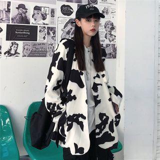 Cow Print Blazer White & Black - One Size
