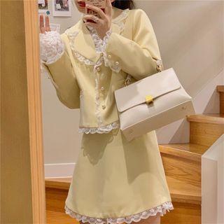 Lace Trim Blazer / Mini A-line Skirt