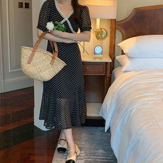 Short-sleeve Dotted Lace Trim Mermaid Dress (various Designs)