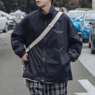 Lettering Stand-collar Zip Jacket
