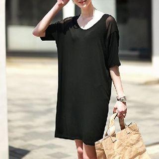 Plain Short-sleeve Knit Dress