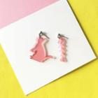 Non-matching Resin Cat & Fish Bone Dangle Earring 1 Pair - Earring - One Size