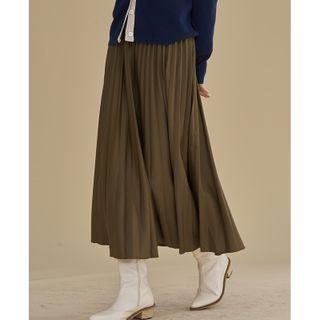 Midi Accordion Pleat Skirt Green - One Size