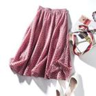 Heart Print Midi Skirt Pink - One Size