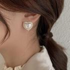 Heart Faux Pearl Rhinestone Earring 1 Pair - Gold - One Size