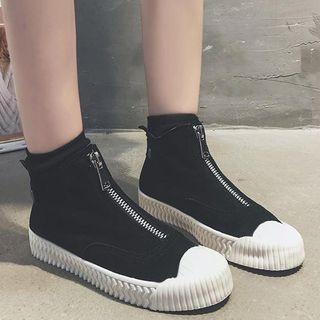 Faux Suede Zip High Top Sneakers