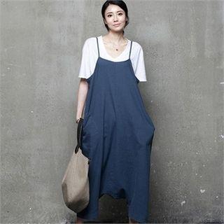 Spaghetti-strap Denim Jumpsuit