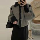 Color Block Navy Collar Wool Jacket