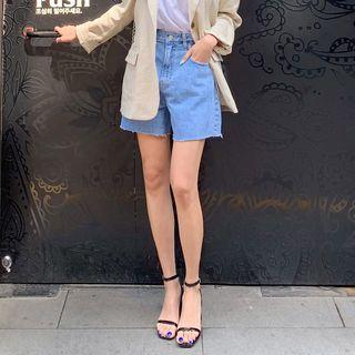Band-waist High-rise Denim Shorts