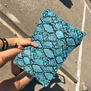 Pleather Snakeskin Wristlet Clutch One Size