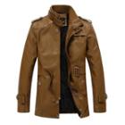 Faux Leather Mock Turtleneck Jacket