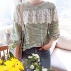 Lace-detail Striped Top