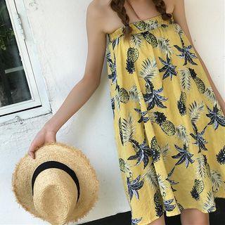 Pineapple Print Strapless Dress