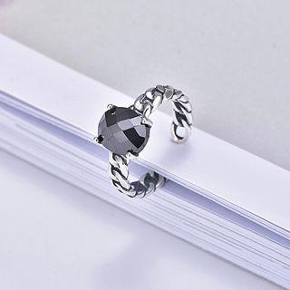 925 Sterling Silver Faux Crystal Open Ring As Shown In Figure - One Size