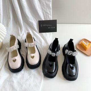 Heart Cutout Platform Mary Jane Shoes