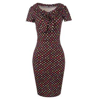 Dotted Short Sleeve Midi Dress
