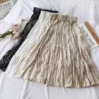 Ruched Velvet A-line Skirt