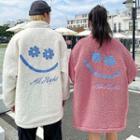 Couple Matching Print Fleece Zipped Jacket