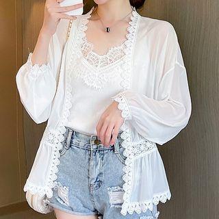 Lace Trim Open-front Light Jacket