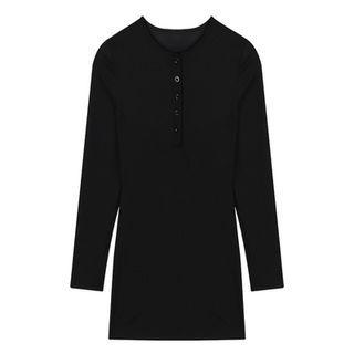 Plain Knit Mini Bodycon Dress Black - One Size