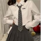 Plain Blazer / Shirt / Pleated Mini A-line Skirt / Chain Necktie