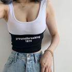 Lettering Paneled Cropped Tank Top