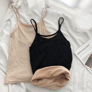 Plain Slim-fit Fleece Strap Top