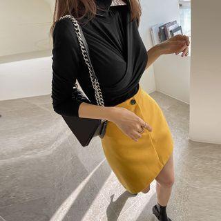 Turtleneck Knot-front Top