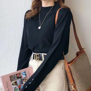 Long-sleeve Mock-neck Knit Top / Plain Camisole Top