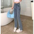 High-waist Pearl Wide-leg Jeans