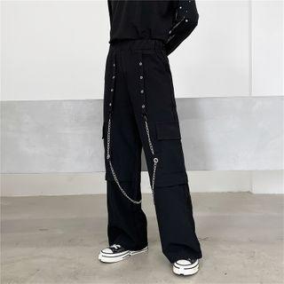 Chain-accent Straight Leg Pants