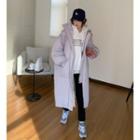 Hooded Zip Midi Padded Coat Light Purple - One Size