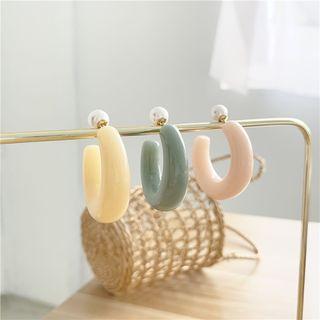 Faux Pearl Resin Open Hoop Earring