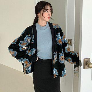 V-neck Flower Dumble Cardigan