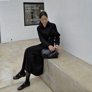 Belted Corduroy Long Shirtdress
