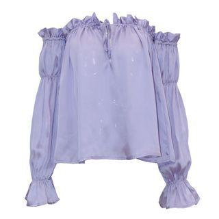 Flare-sleeve Off Shoulder Top Purple - S