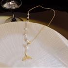 Mermaid Tail Necklace Pearl - Gold - One Size